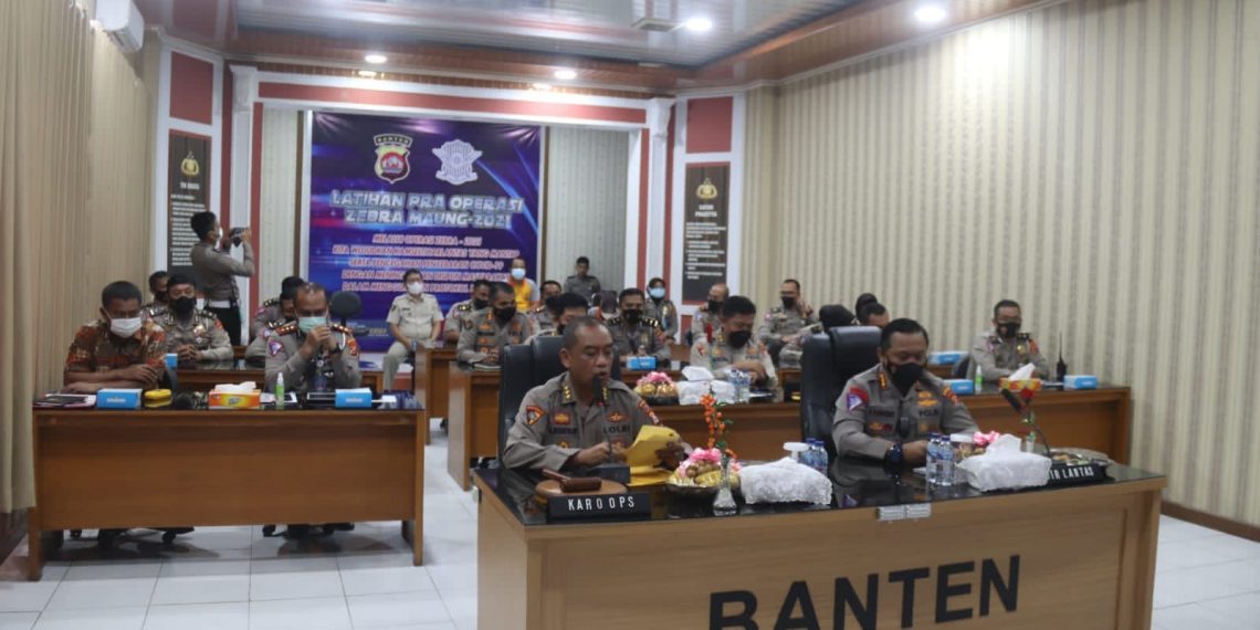 Jelang Operasi Zebra Maung Tahun 2021, Ditlantas Polda Banten Gelar Latihan Pra Operasi Secara Virtual