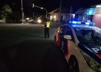 Patroli Satlantas Polres Bangka Barat Sampaikan Himbauan Kamtibmas